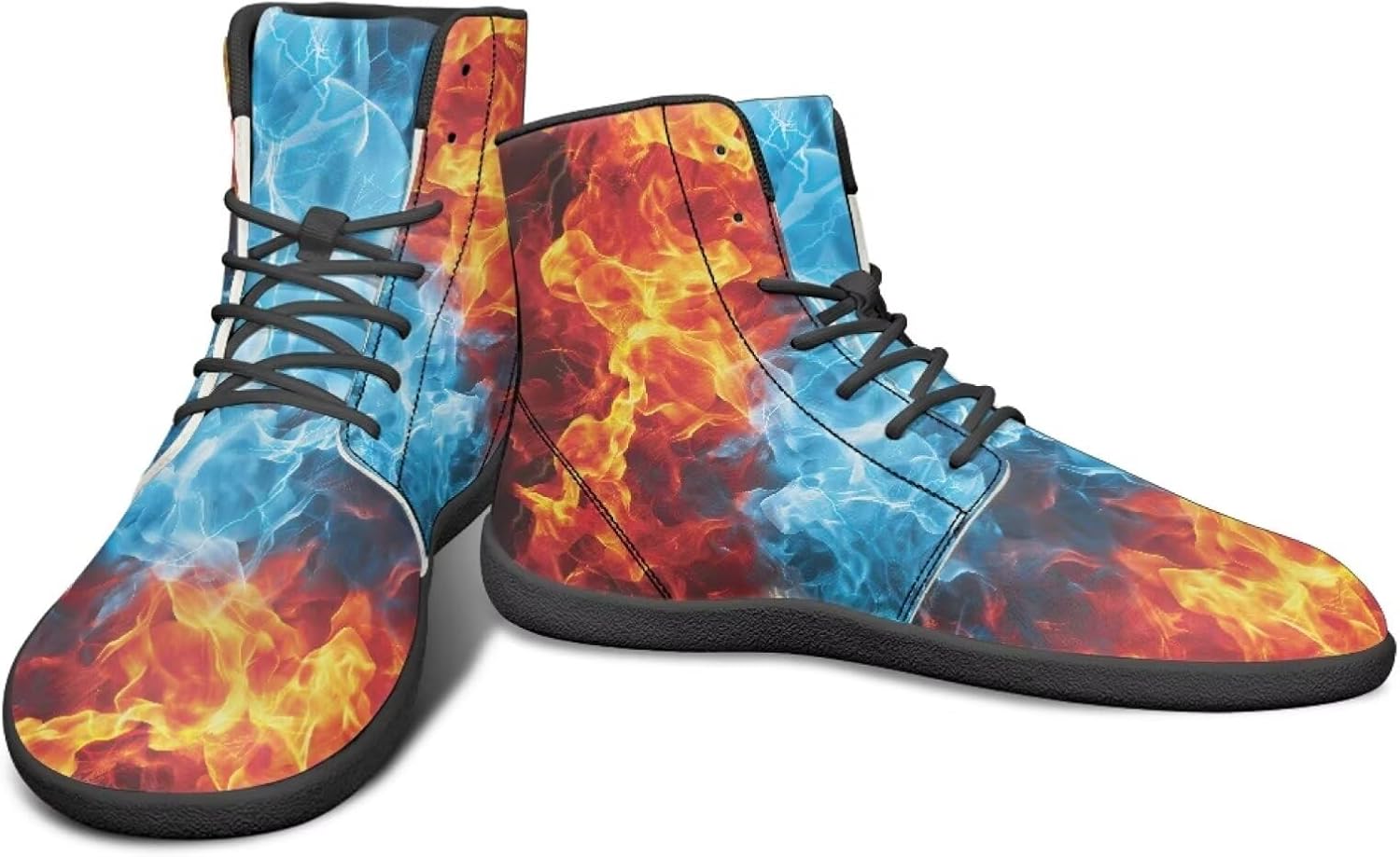 

Высокие кроссовки с узором молнии и огня, босоножки с нулевым перепадом, кожаные кроссовки для бега, заземляющие обувь для мужчин Watdotory, Flame Pattern