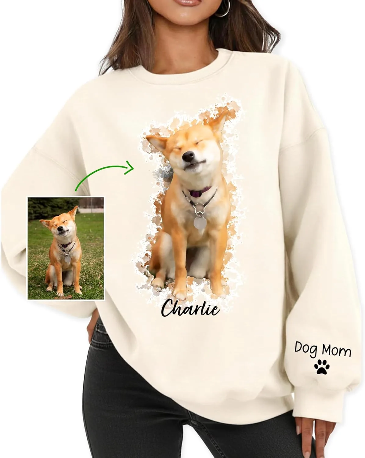 

Свитшот с портретом питомца на заказ, с именем Parahouse