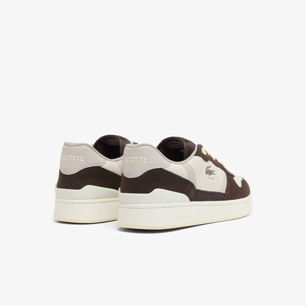 Мужские кожаные низкие кеды T-Clip Set серо-коричневые от Lacoste — фото 3