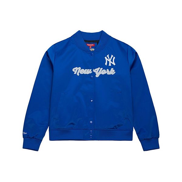 

Женская синяя бейсболка new york yankees на кнопках из сатина Mitchell & Ness