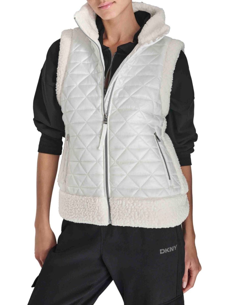 

Стеганый жилет-пуховик с имитацией водолазки DKNY Sport, белый