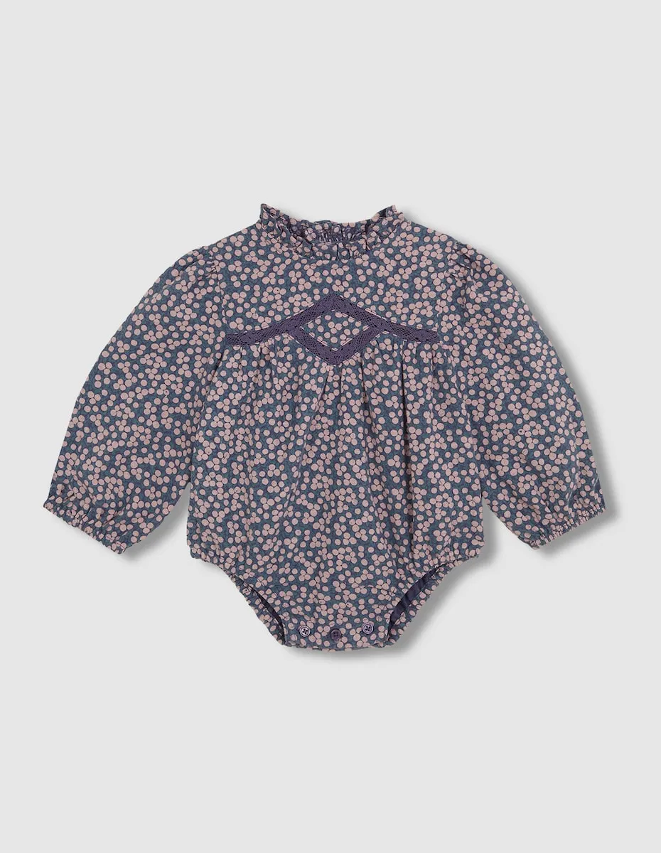 

Детский комбинезон с цветочным принтом и пышными рукавами Gocco, темно-синий