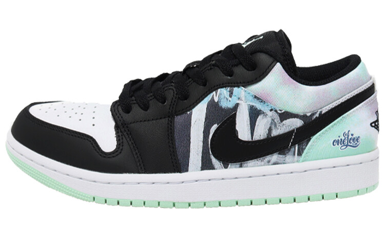 

Кроссовки Air Jordan 1 Vintage Basketball Shoes Men Low-top White/Black/Green, черный