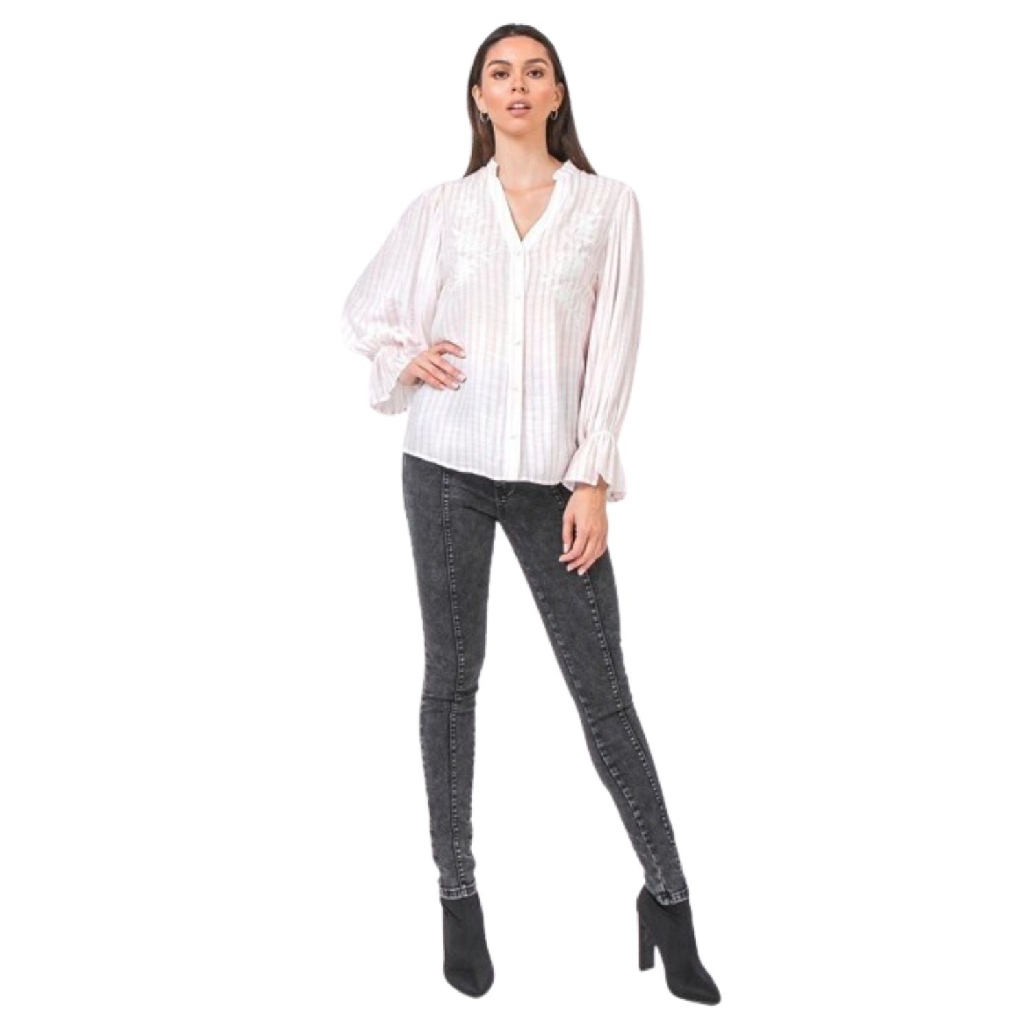 

Цветочный люверс и однотонный смешанный топ FASHNZFAB, розовый/слоновая кость