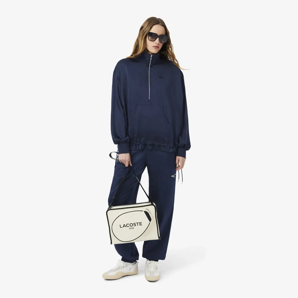 Рубашка женская Lacoste Fluid Half-Zip, темно-синяя — фото 4