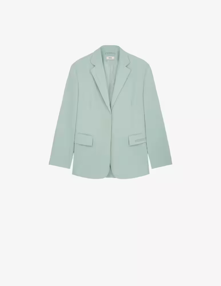 

Хлопковый пиджак строгого кроя PANGAIA, цвет Eucalyptus Blue