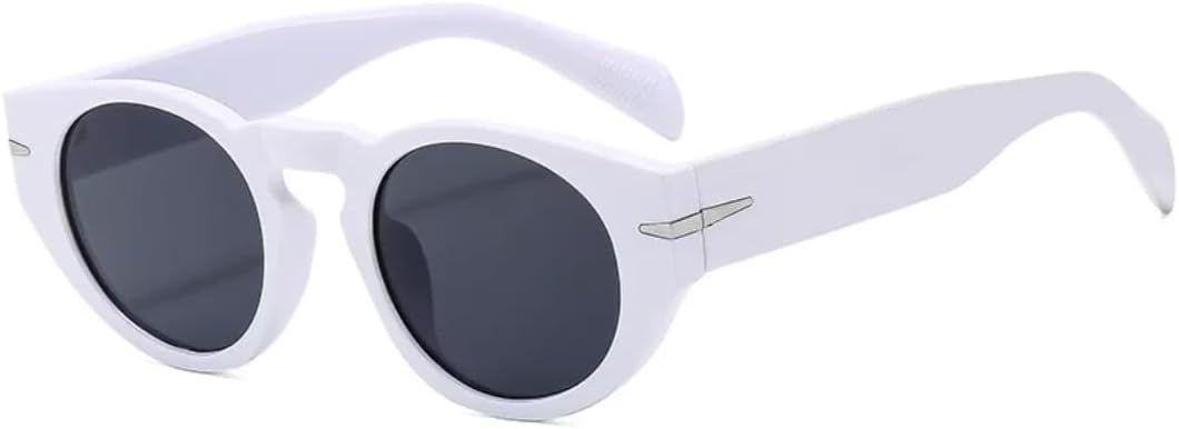 

Солнцезащитные очки для мужчин и женщин - защита UV400 - круглые, в стиле панк, градиентная расцветка, для занятий спортом на открытом воздухе и вождения DSVIGF, White