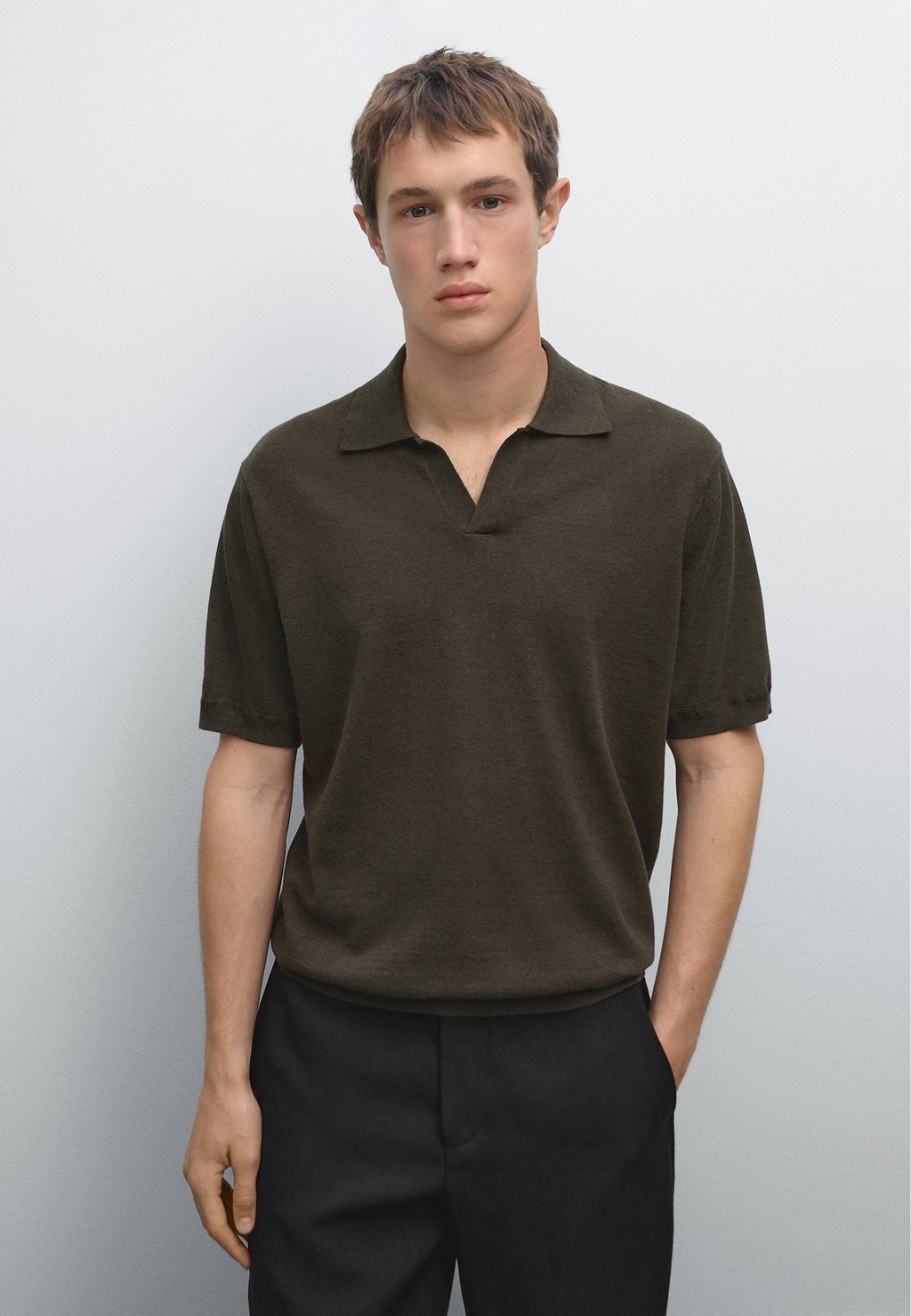 

Рубашка поло V-NECK Massimo Dutti, Mottled Brown