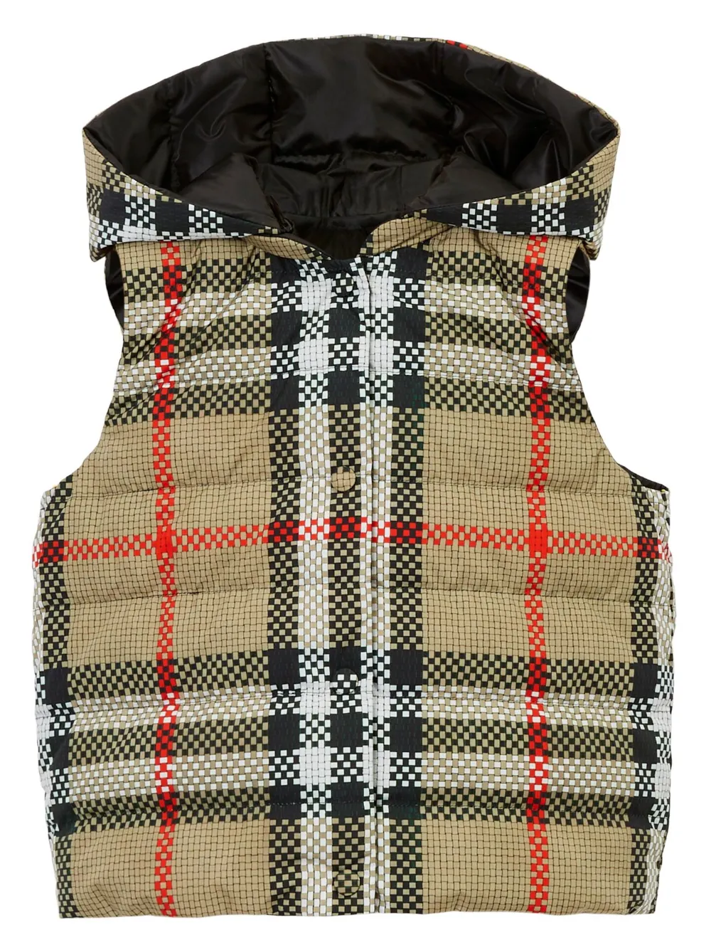 

Двусторонний клетчатый жилет с капюшоном BURBERRY KIDS, черный