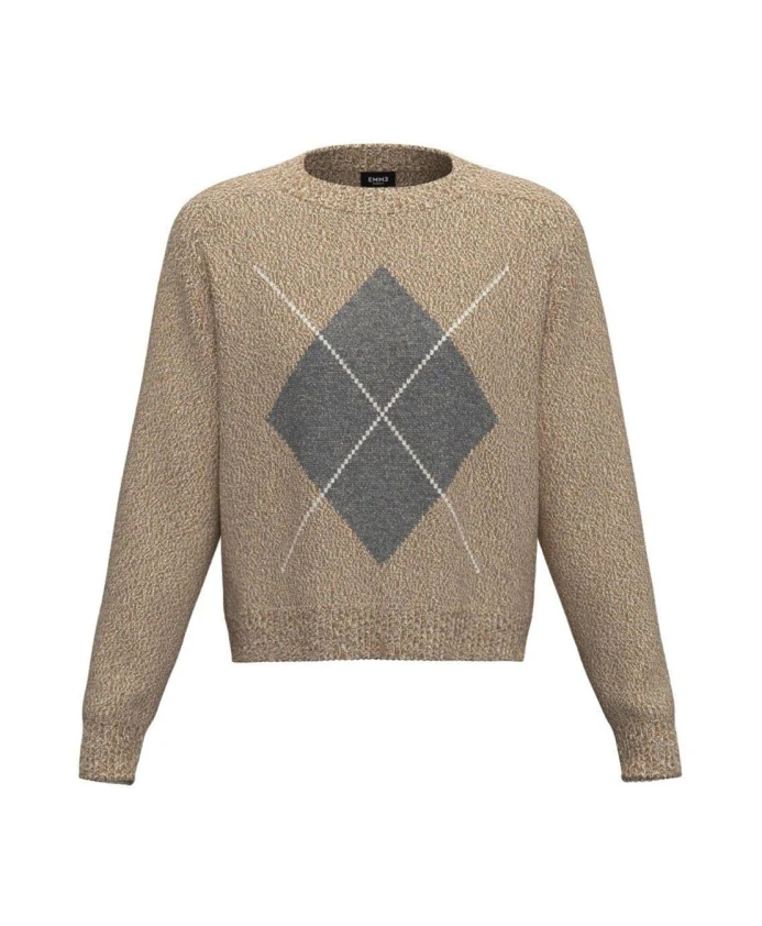 

Бежевый свитер-новелла с ромбовидным узором Marella, коричневый