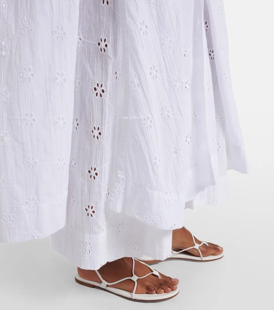 Пляжное платье из хлопка Broderie anglaise Polo Ralph Lauren, белый — фото 4