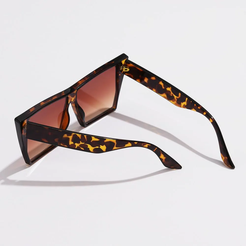 

Большие солнцезащитные очки «кошачий глаз» для женщин и мужчин, модные, яркие, в стиле ретро, ​​винтажные очки с защитой от УФ-излучения UV400 MTZJH, Leopard