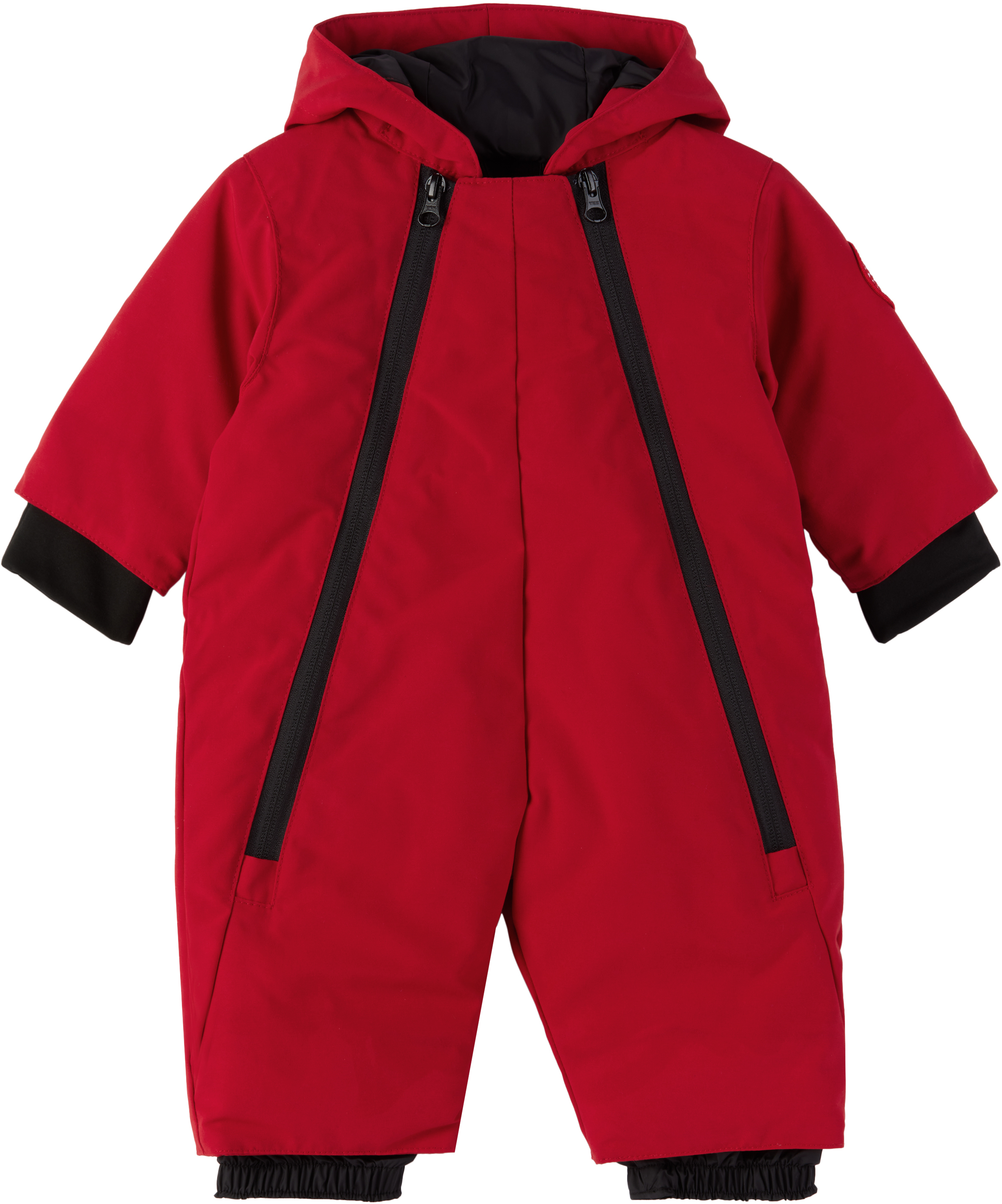 

Детский красный зимний комбинезон на пуху ягненка Canada Goose Kids