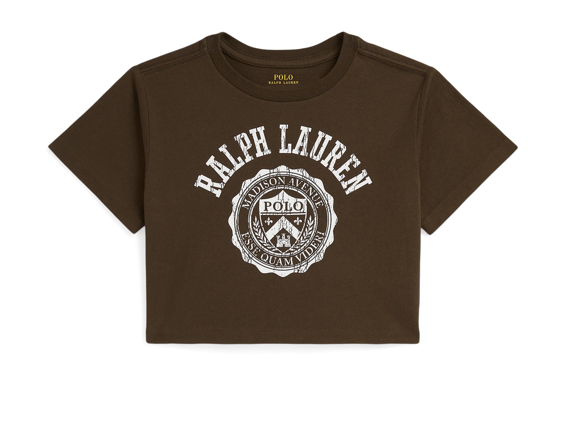 

Футболка Polo Ralph Lauren Kids Logo Crest Cotton Jersey Boxy Tee, цвет Court Brown