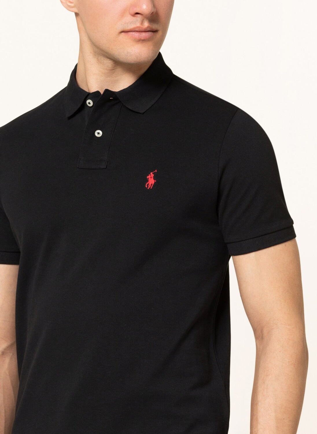 Рубашка-Поло из пике на заказ узкого кроя Polo Ralph Lauren, черный — фото 4