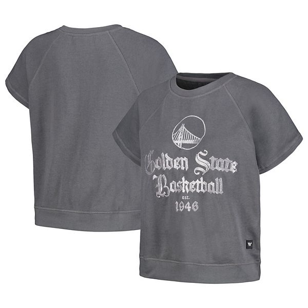 

Женская серая толстовка Golden State Warriors с вышивкой, флисовая, реглан, короткий рукав The Wild Collective