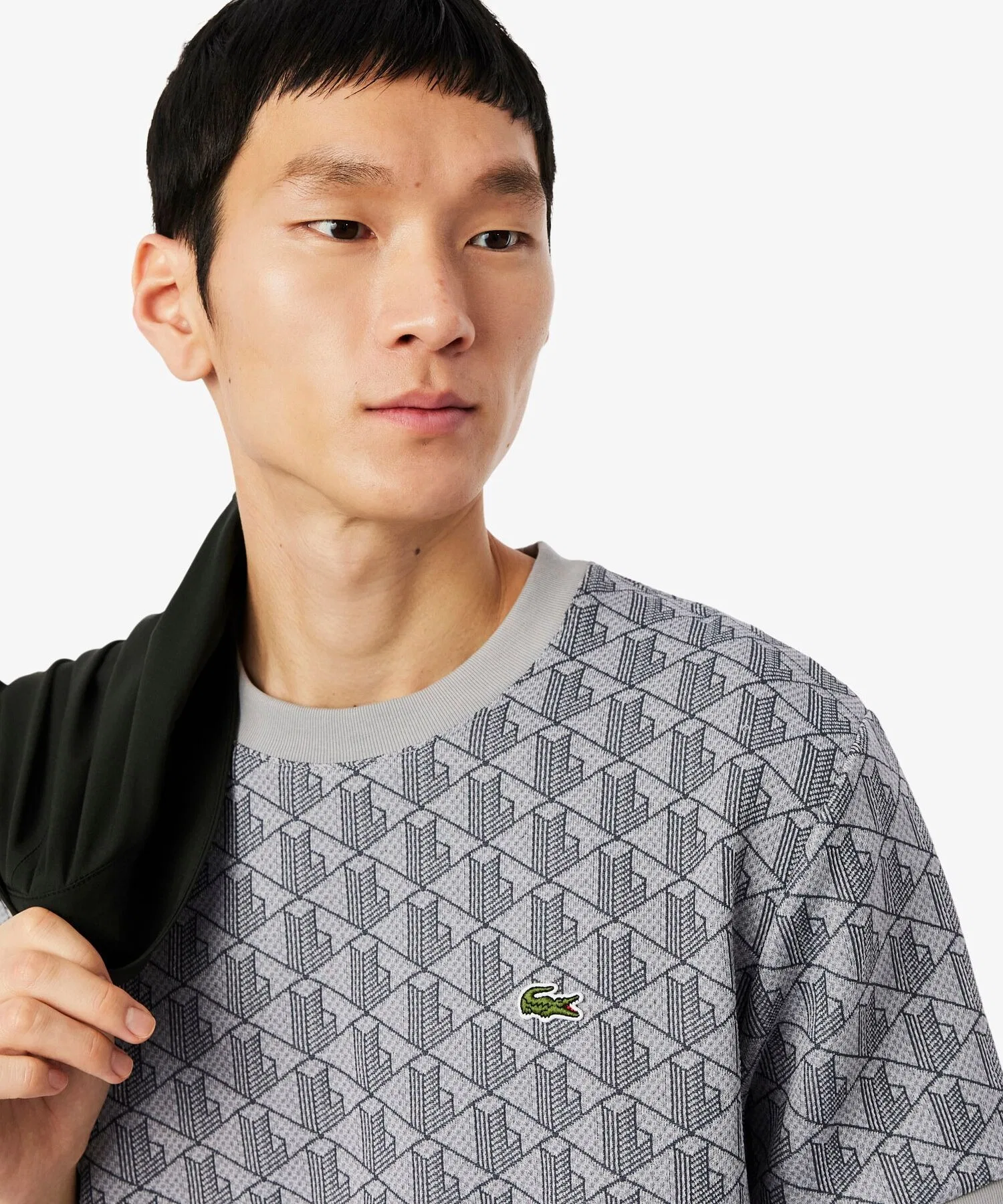 Унисекс футболка с монограммой LACOSTE бежевого цвета — фото 4