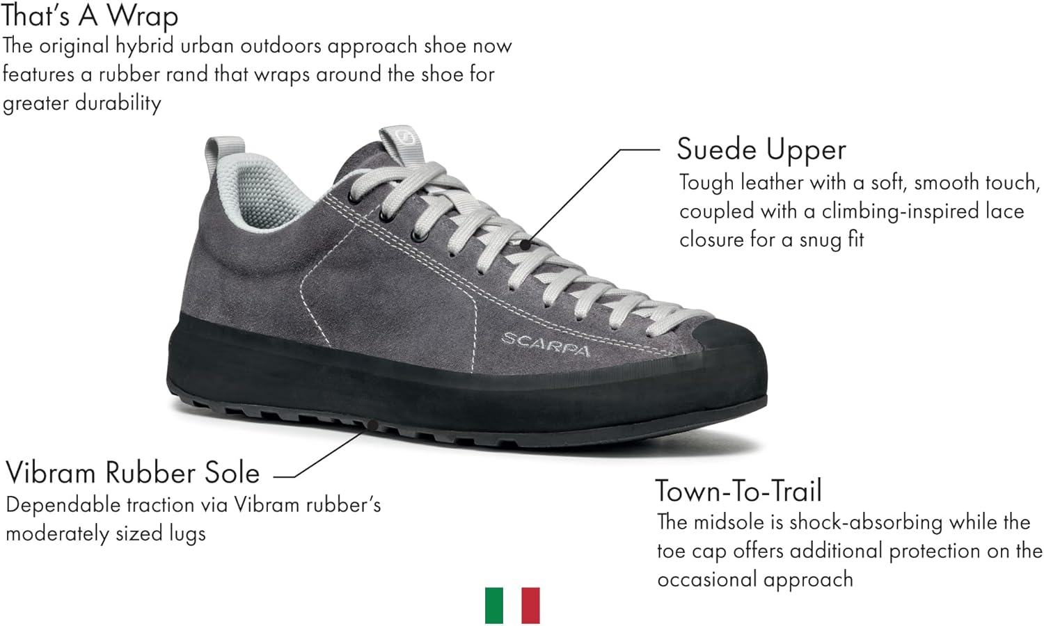 Мужские облегченные кожаные туфли SCARPA Mojito Wrap, Graphite — фото 2