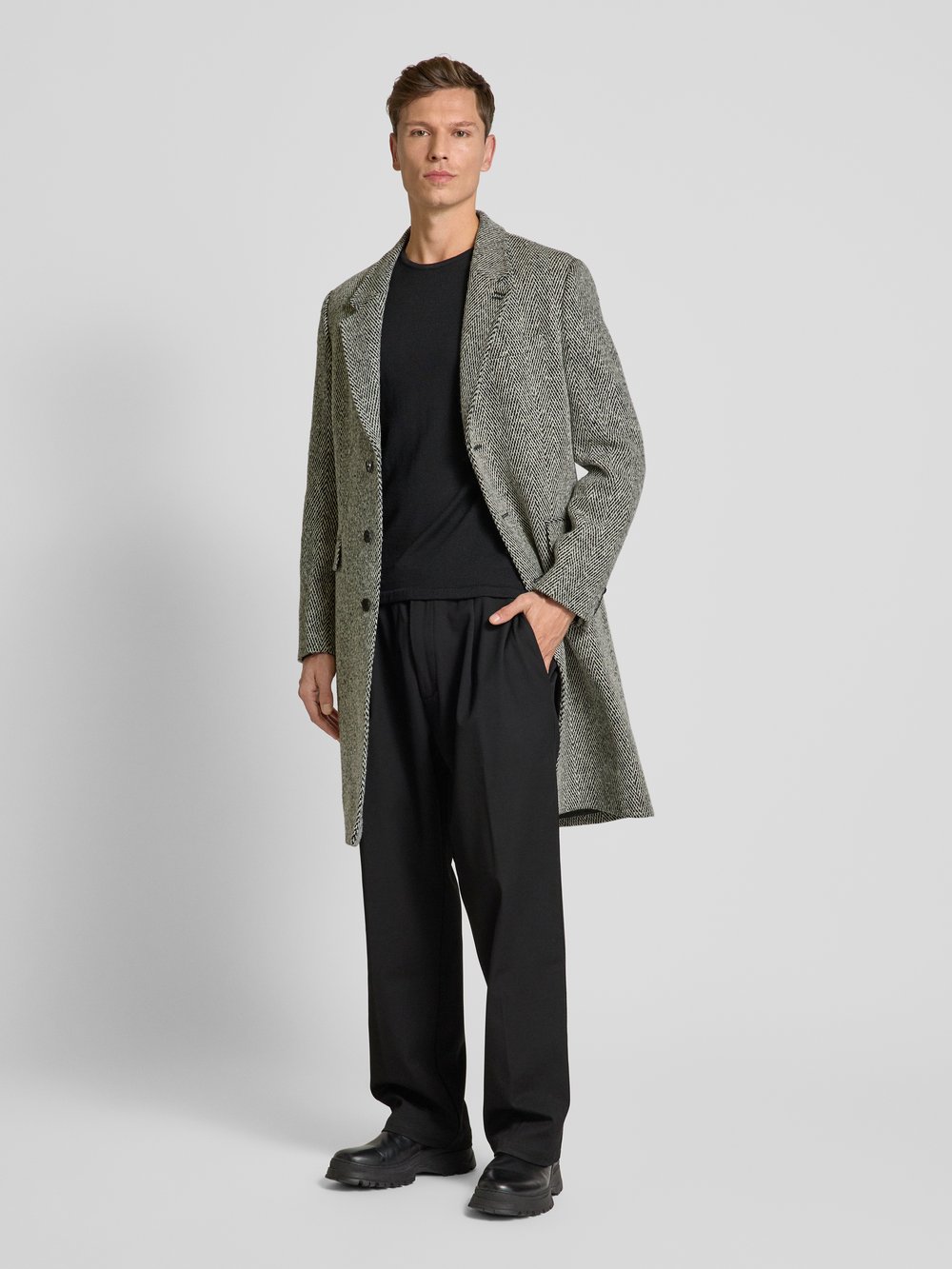 

Пальто шерстяное с воротником-лацканом модель «МАНТО» THE KOOPLES, черный