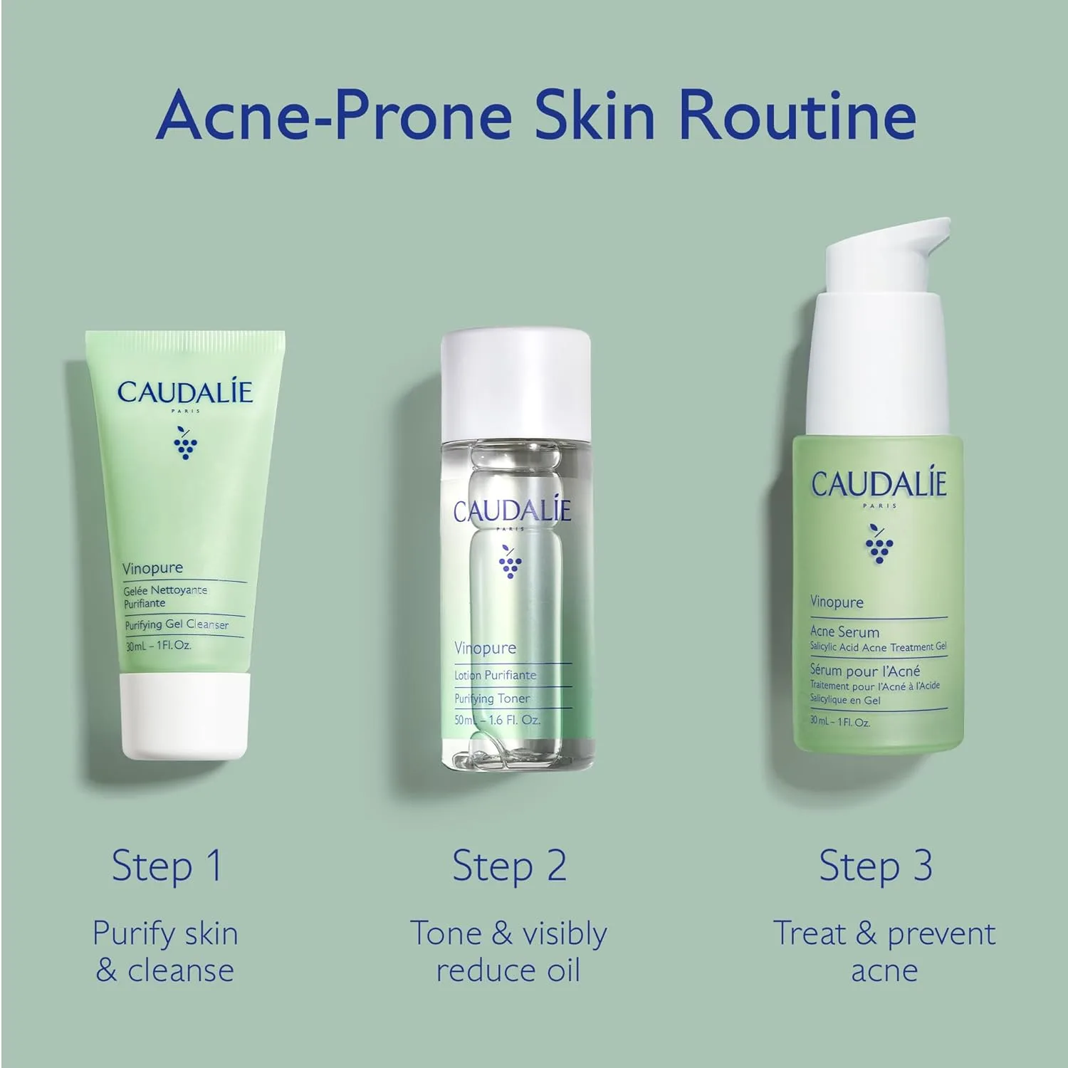 Сыворотка от прыщей Vinopure от Caudalie Target предназначена для проблемной кожи и предотвращает появление прыщей, а также включает 2  миниатюрных продукта — фото 2