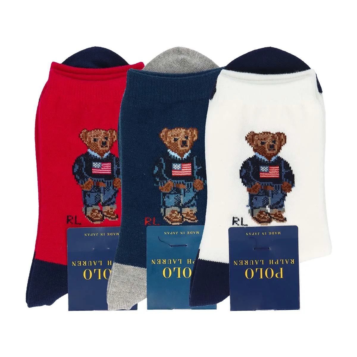 Детские носки RL I&T Americana Bear Crew Socks Polo Ralph Lauren, 15. Scarlett