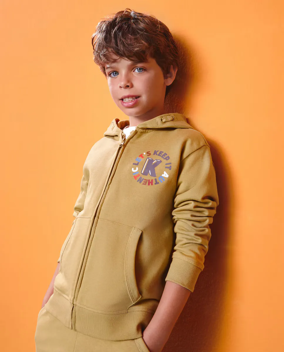 

Открытая толстовка для мальчика с капюшоном Kids El Corte Inglés, цвет 371 Aceite