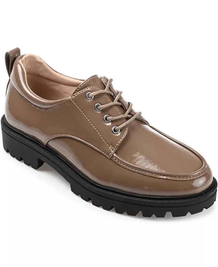 Женские оксфорды Zina Lace Up Lug Sole Journee Collection, коричневый/бежевый