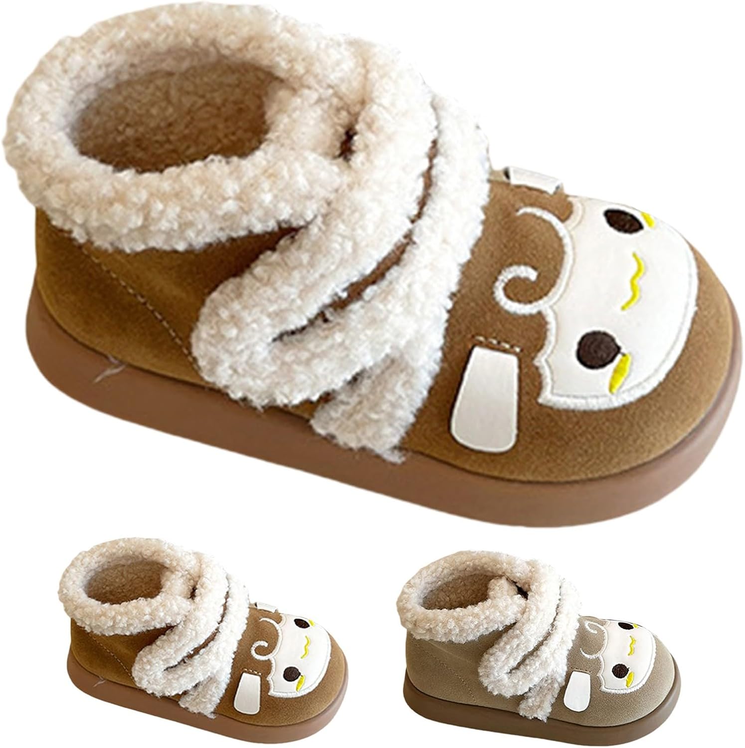 

Зимние ботинки на щиколотку CsgrFagr для детей, с массивной подошвой, теплые, плоские, легкие, противоскользящие резиновые уличные туфли, Coffee