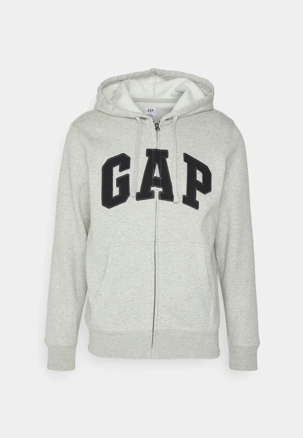 Толстовка на молнии Heritage logo zip up sweatshirt Gap, светло-серый меланж