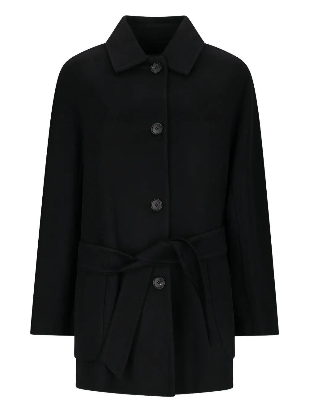 

Пальто Лемби с поясом и пуговицами MAX MARA, черный
