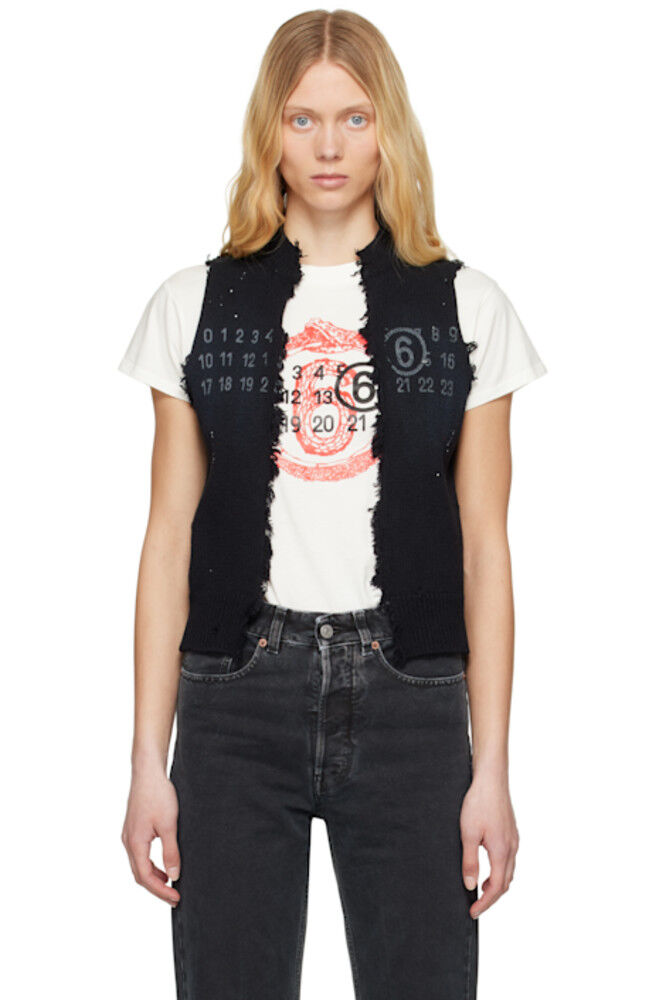 

Черный жилет с принтом открытого покроя MM6 Maison Margiela