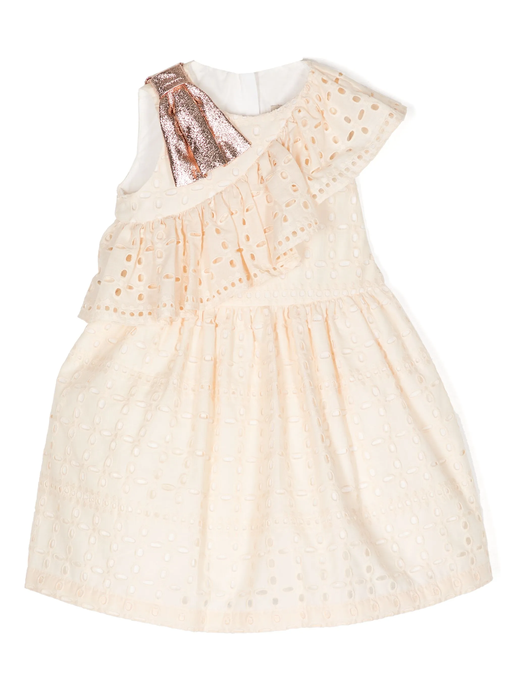 

Платье миди асимметричного кроя с английской вышивкой Hucklebones London, белый