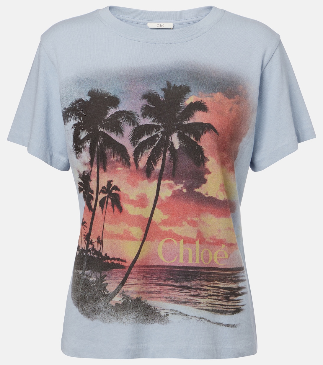 

Футболка из хлопкового джерси с принтом Chloé, Foggy Blue