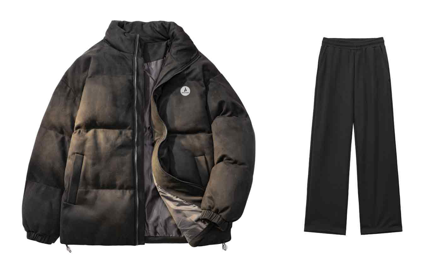 

BRUMAIRE Пуховик Unisex, Black Puffer Jacket (Comes with Casual Pants)