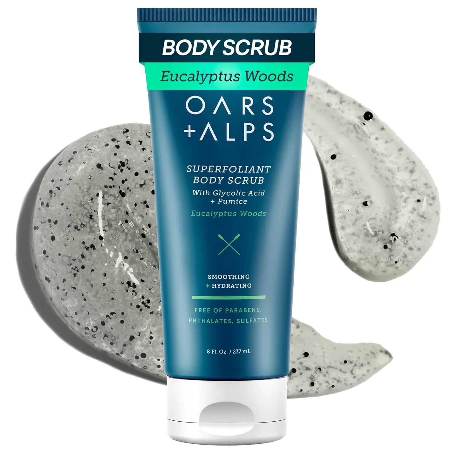 Oars + Alps Superfoliant скраб для тела с гликолевой кислотой, ниацинамидом и пемзой, кокосовое масло, эвкалипт, 227 г 237 мл (1 шт.)