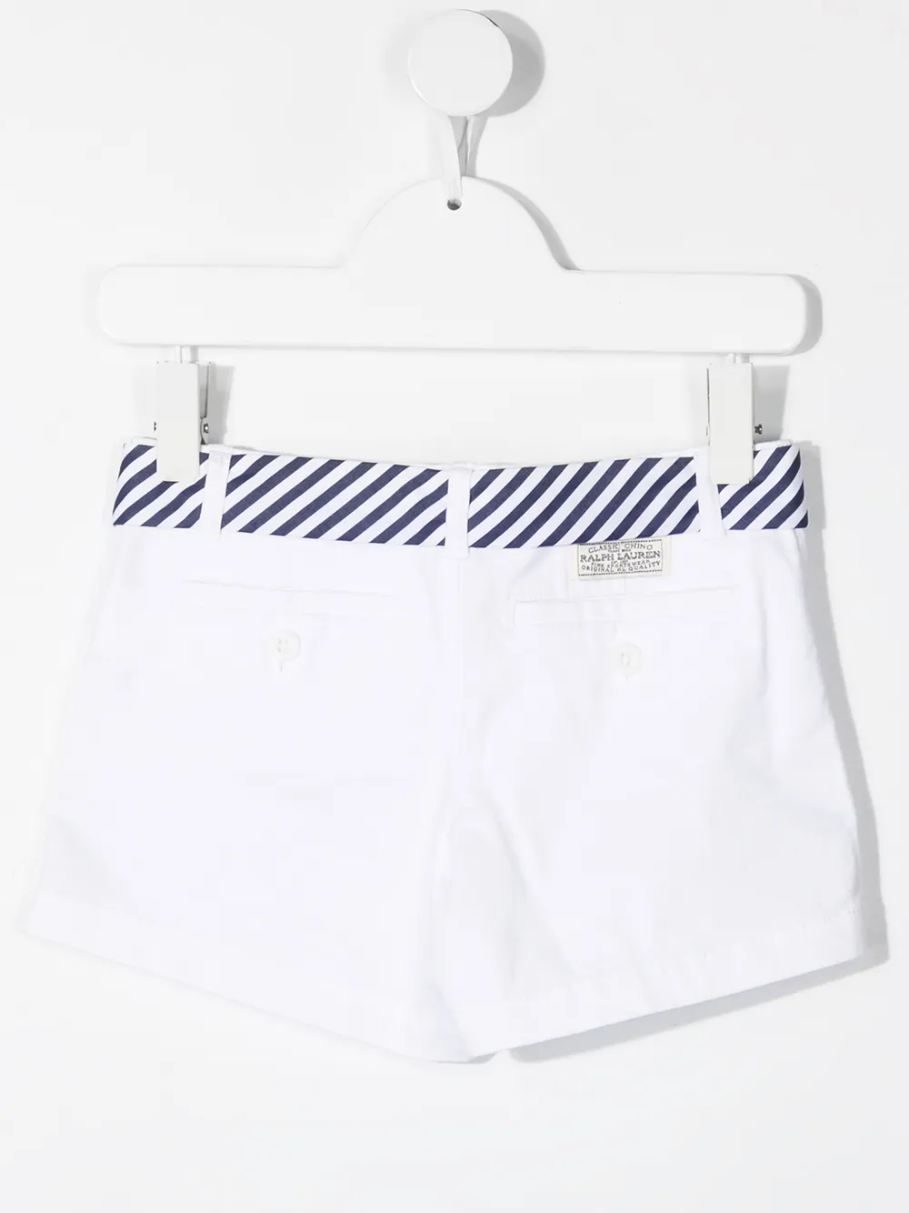 Шорты с поясом в полоску POLO RALPH LAUREN KIDS, белый — фото 2