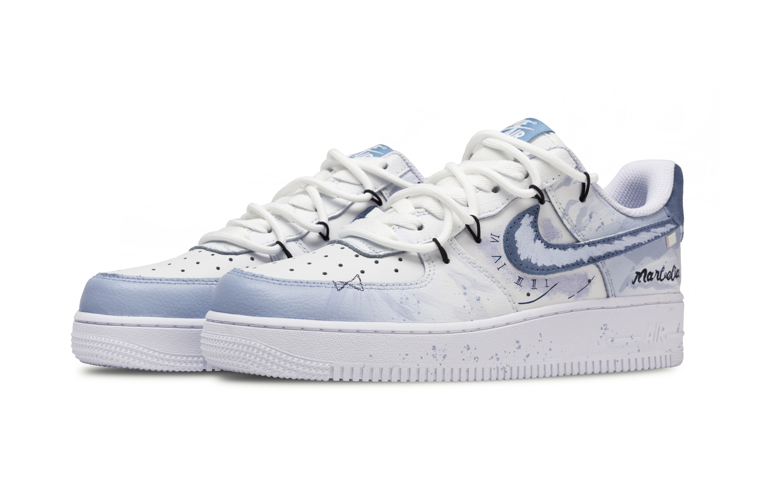 Nike Кроссовки для скейтбординга Air Force 1 Light Shadow Flow Abrasion Resistant Low Top мужские бело-синие — фото 3