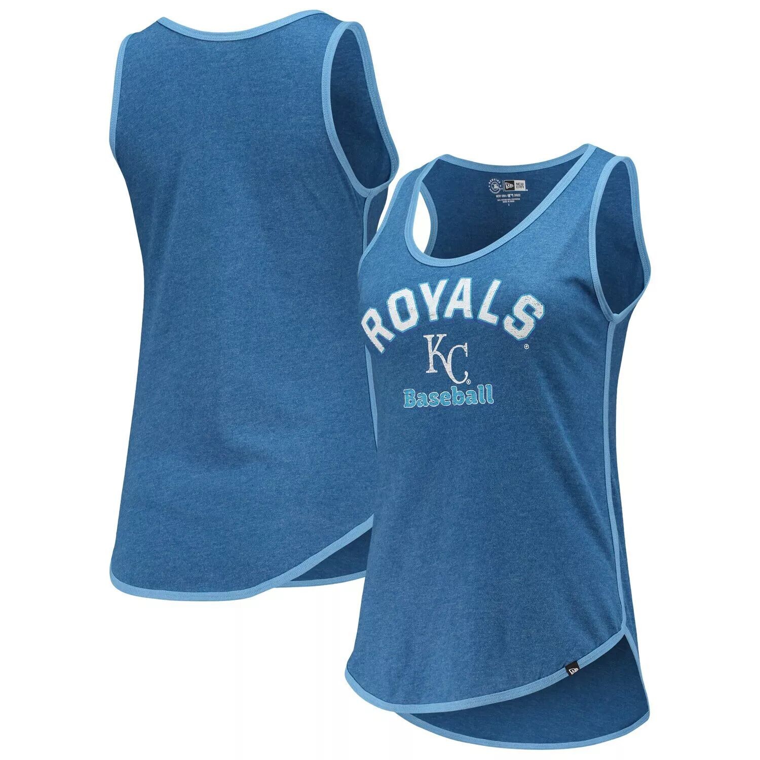 

Женская майка New Era с овальным вырезом и контрастной окантовкой Royal Kansas City Royals New Era