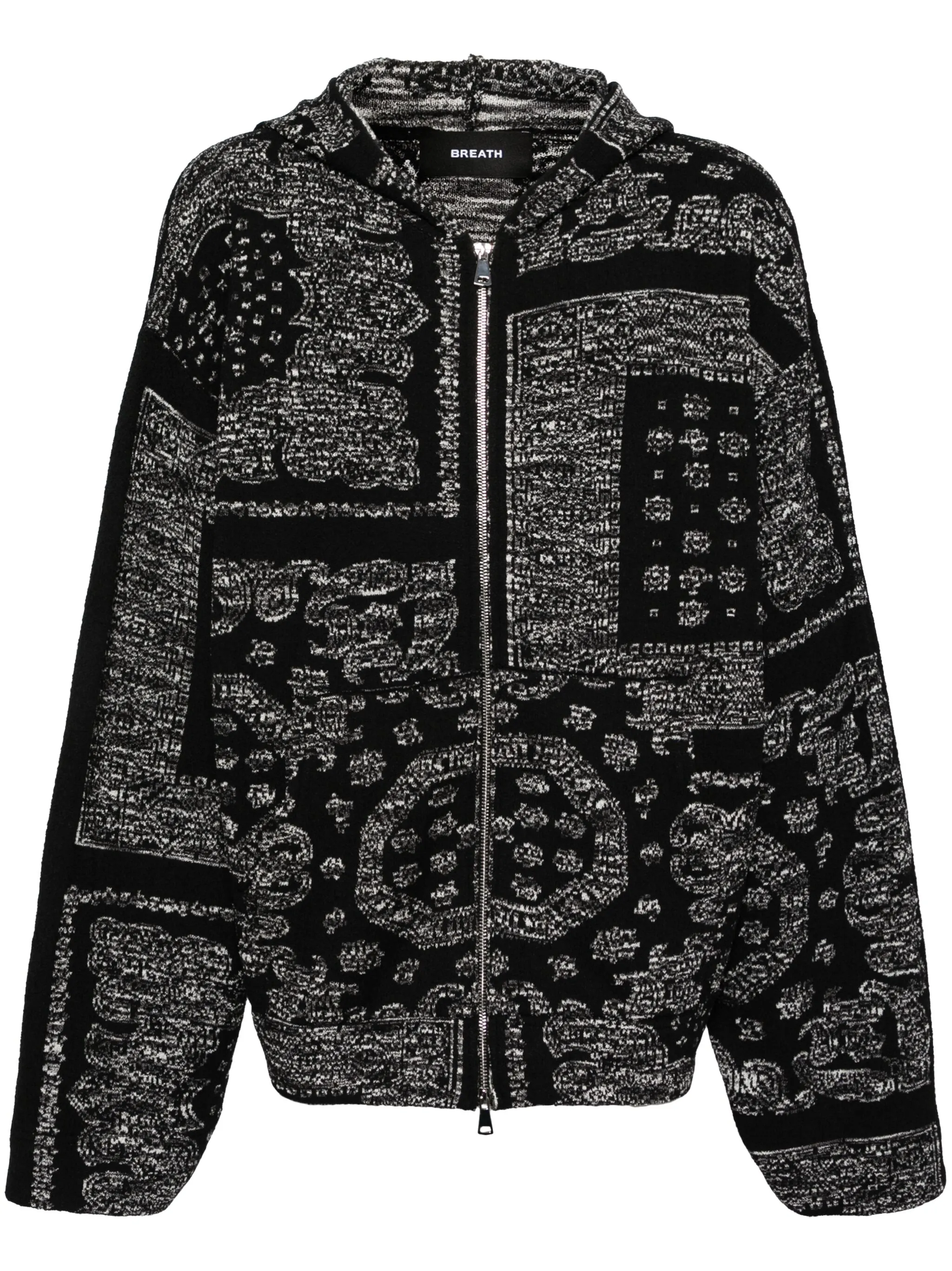 

Жаккардовое худи с узором Breath, черный