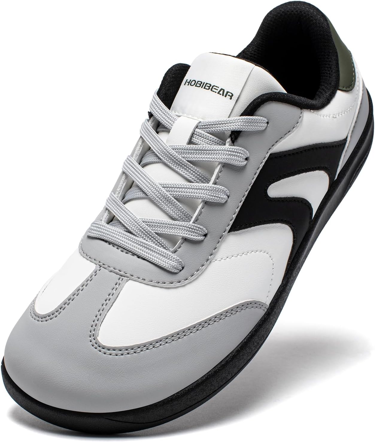 

HOBIBEAR Босоножки с нулевым перепадом и широкой кожаной подошвой, модные кроссовки для женщин и мужчин, белый/черный