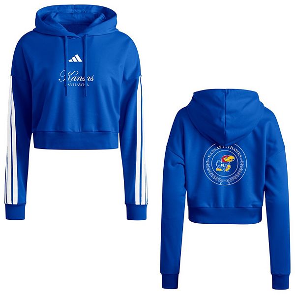 Женская укороченная толстовка с капюшоном Royal Kansas Jayhawks Campus Queen Adidas