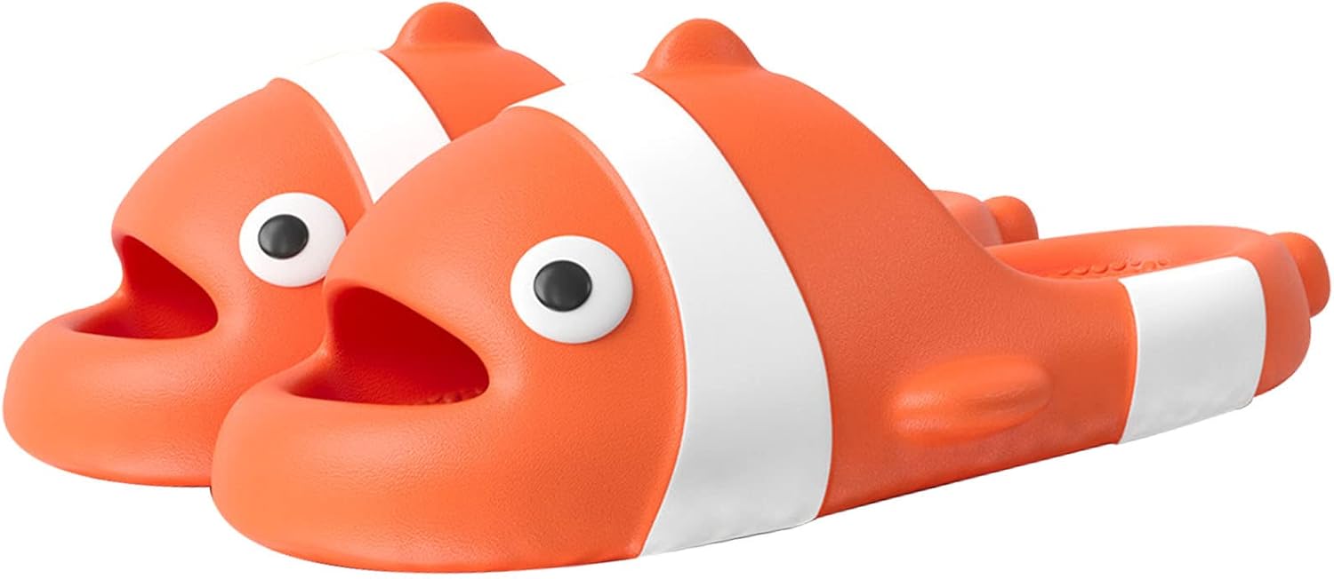 

Тапочки-рыбки-клоуны, нескользящие, массажные, милые, сандалии с рыбками, для женщин и мужчин, для дома, улицы, пляжа, бассейна Ikaewe, оранжевый