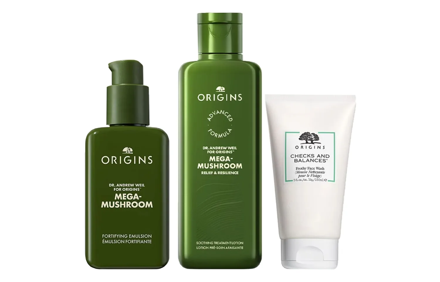 ORIGINS Набор для ухода за кожей унисекс, Three-Piece Set: Ganoderma Lotion 100ml+Cleanser Mousse 150ml+Ganoderma Serum Water 200ml