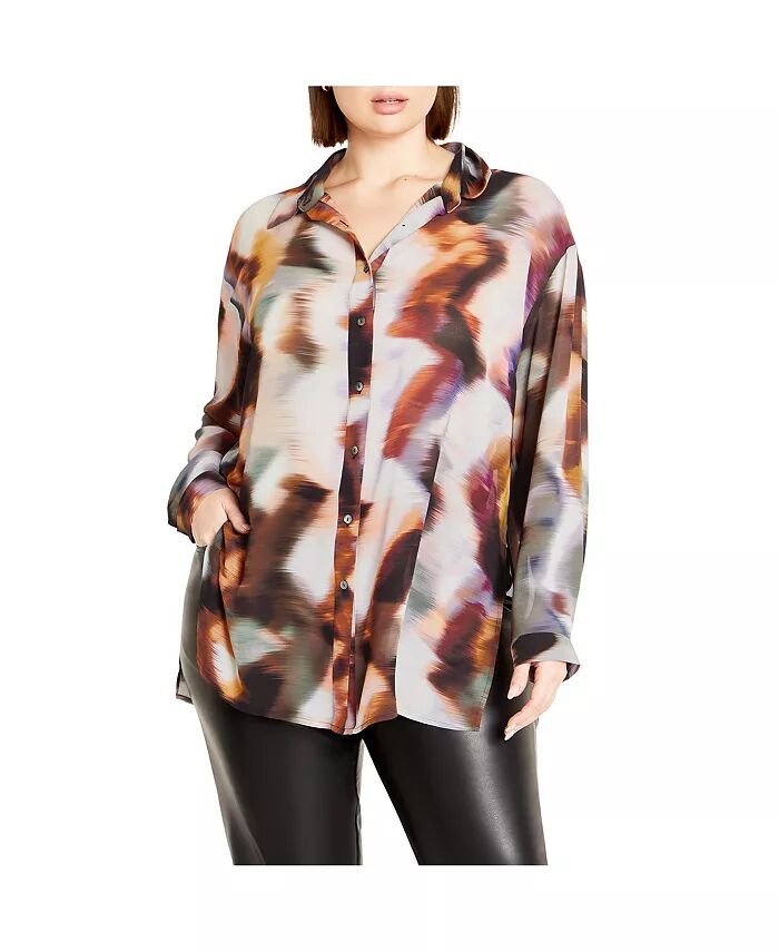 

Рубашка с принтом Sheer Lover Plus Size CITY CHIC, белый