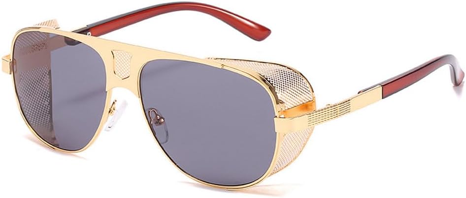 

Солнцезащитные очки с плоской верхней частью и сетчатыми боковыми щитками, мужские, модные, в стиле металл-панк, женские, роскошные, ретро, ​​в стиле стимпанк HVTVTLA, C2