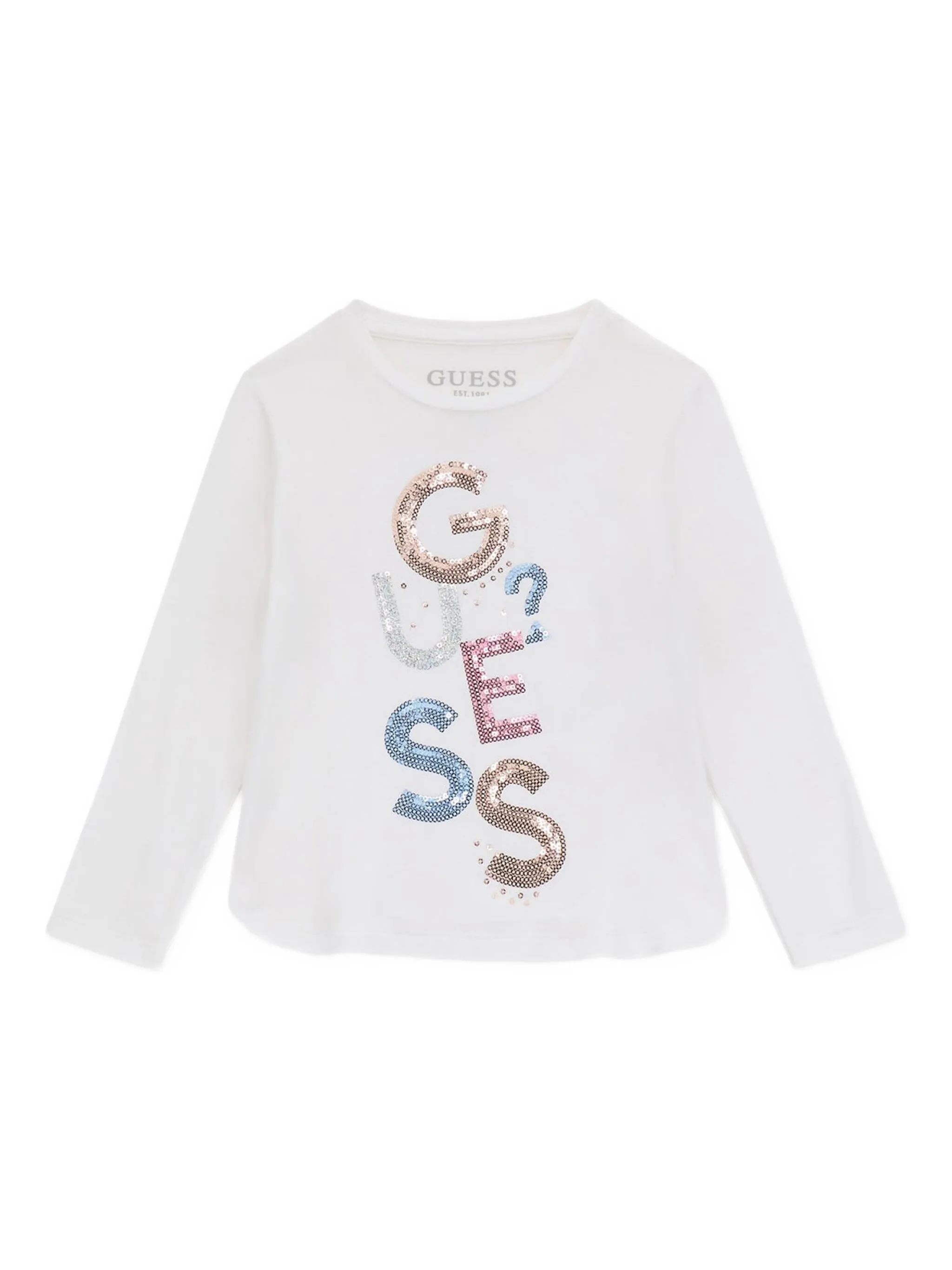 

Топ с длинными рукавами и пайетками Guess Kids, белый