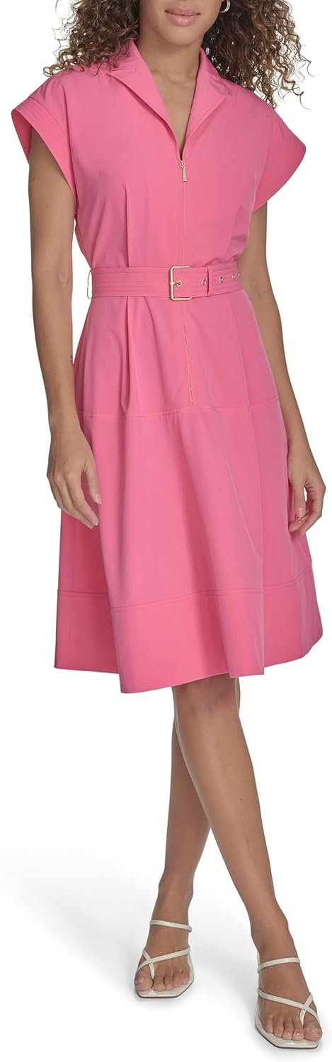 

Женское платье Calvin Klein Commuter с коротким рукавом длиной до колена, Azalea