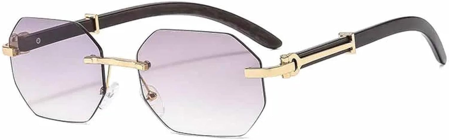 

Винтажные роскошные панк-солнцезащитные очки Polygon без оправы для мужчин и женщин, модные классические трендовые очки для путешествий и вождения, защита от УФ-излучения UV400 TKKTLLT, Black Light Gray