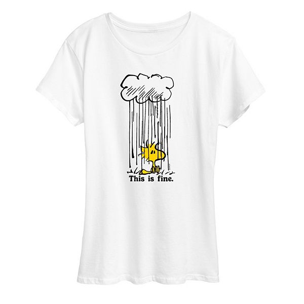 

Женская футболка с принтом Peanuts Woodstock This is Fine Licensed Character, White, Белый, Женская футболка с принтом Peanuts Woodstock This is Fine Licensed Character, White