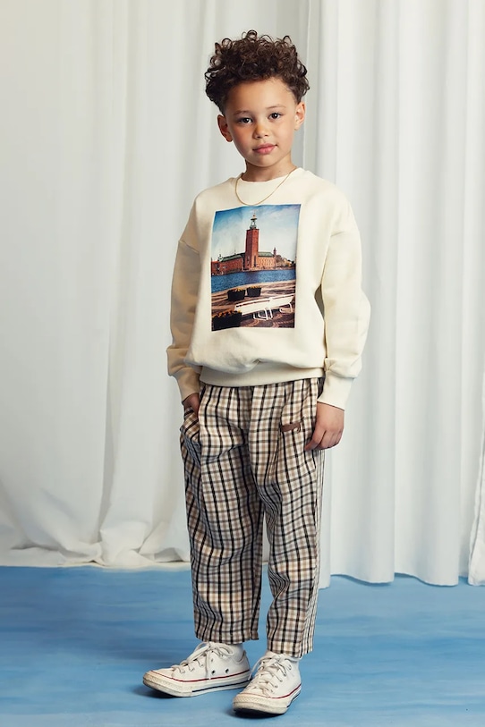 

Детские брюки в клетку Mini Rodini, бежевый